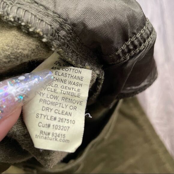 Revolve Trina Turk Olive Green Gold Velvet Jean Pants Trousers - Picture 7 of 15